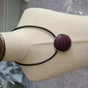 TRÏBE Faux Wood Disc Cord Necklace NWOT